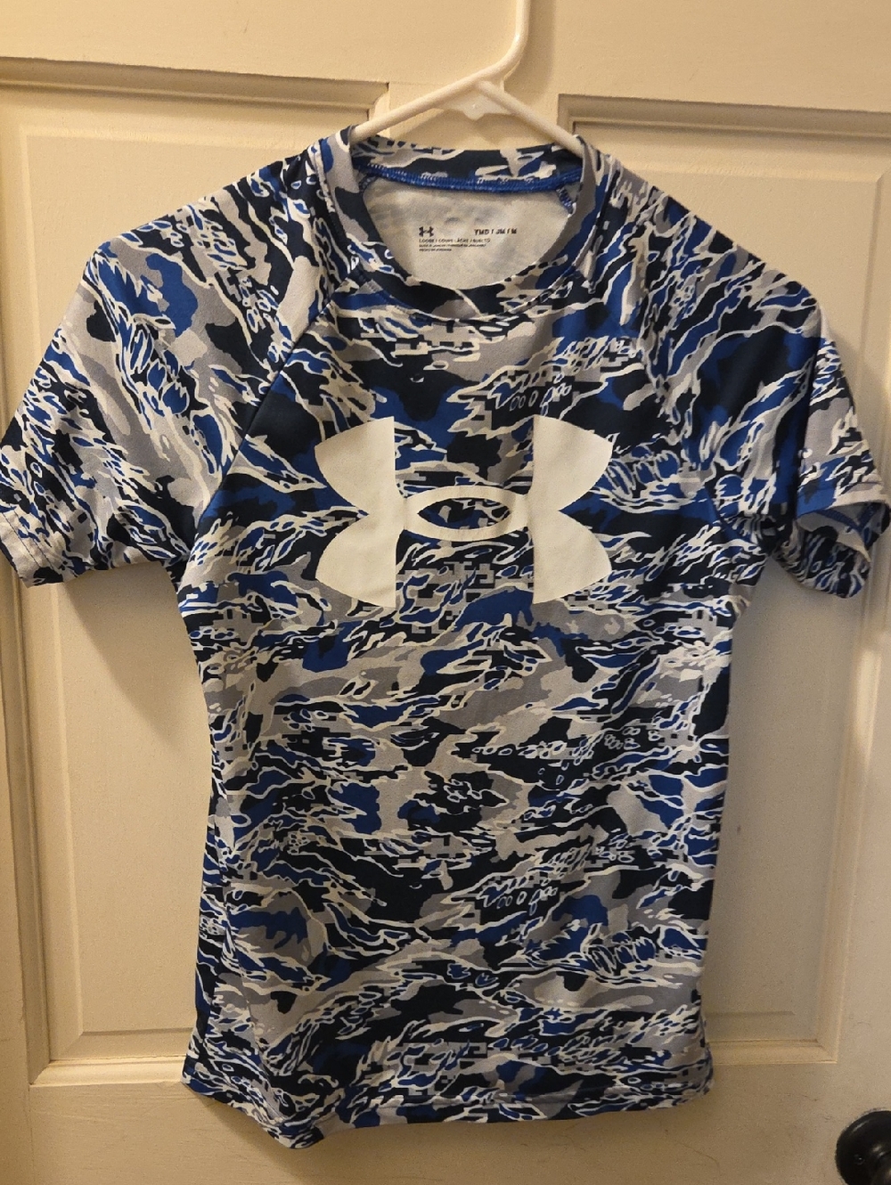 Under Armour Blue, Gray & White Camo Logo Short Sleeve Tee